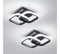 Mckalen Plafoniera LED Soffitto Moderno, 2 Pezzi 22W 2475LM Lampadario LED Soffitto Nero, Lampada da Soffitto Soggiorno per Camera da Letto Corridoio Cucina, Bianco Freddo 6500K