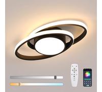 Mckalen Plafoniere da Soffitto Dimmerabile, 39W 4387LM Plafoniera LED Soffitto Moderno, con Telecomando/APP 3000K-6500K, Nera Lampada da Soffitto LED per Soggiorno Camera da Letto Cucina, 38.5CM