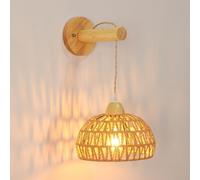 Mckalen Rattan Applique da parete Interno E27 Lampada da Parete in Legno