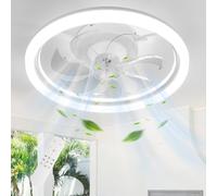 Mckalen Ventilatore da Soffitto con Luce 50CM, 6 Velocità con Telecomando, Lampada Ventilatore da Soffitto Reversibile, Timer, 7 Pale, Estate/Inverno, Soffitto Camera da Letto, Cucina (Bianco)