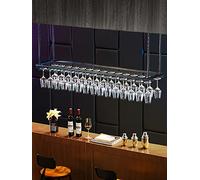MCKEYEN Portabicchieri da Vino Champagne Portabicchieri da Appendere Scaffale Porta Calici Decorazione da Soffitto Scaffale per Bar Cucina Armadio, Ferro, Nero, 150cm