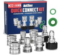 McKillans® Kit di collegamento rapido per idropulitrice M22-14 mm, M22-14 mm a 3/8" maschio femmina, kit di scollegamento rapido per idropulitrice (acciaio inossidabile)