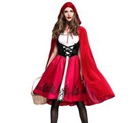 Mckinu Costume Cappuccetto Rosso Adulti: Halloween Abito da Strega e Mantello con Cappuccio Donna - Vestiti Little Red Riding Hood per Halloween Carnevale Carnival Cosplay Festa (M)