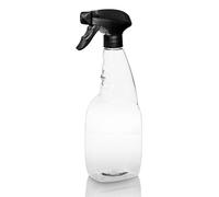 McKLords Flacone spray trasparente da 750 ml, ricaricabile, in plastica, per pulizia, giardinaggio e parrucchiere, azione spray resistente con grilletto manuale