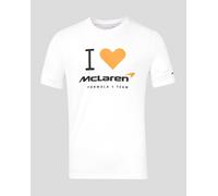 Mclaren F1 2025 Ufficiale Team " i Love Mclaren " Grafico Cuore T-Shirt Bianco