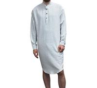 McLaughlin's Irish Shop - Camicia da notte - Donna, Weiß mit blauen Streifen, L