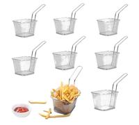 MCLIUJIA Cestello Friggitrice Cestini Quadrati for Patatine Fritte, 8 Pezzi, da servire al Tavolo Filtro da Cucina