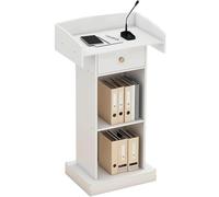 MCLIUJIA Podio per Oratori da Terra Podio con Cassetto Leggii Professionali Pulpiti Portatili per Chiese Scolastiche Seminari Presentazione Leggio per Conferenze(White)