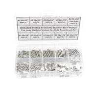 MCMASKE 260PCS # 2-56 UNC Acciaio Inox Phillips Testa piatta Viti Macchina Hex Dadi Assortimento Kit