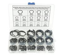 MCMASKE Kit assortito di anelli elastici interni a C, metriche da 7 mm a 30 mm, 300 pezzi, anelli a scatto rotondi per foro (acciaio con finitura nera)