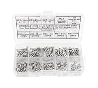 MCMASKE Viti a testa cilindrica in acciaio inossidabile M2.5 Viti a testa esagonale Dadi esagonali/controdadi in nylon-lnsert/Kit di assortimento rondelle piatte