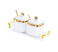 MCMUZKZS Barattolo per Spezie, Contenitore per Zucchero, Contenitore per Alimenti, Piatto per Snack, Contenitore per, 2 Barattoli D'oro