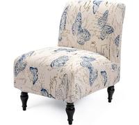 MCNDSI Coprisedia Senza Braccioli Elasticizzati Copripoltrona Senza Braccioli Accent Copri Poltroncina Stampato Fodera per Sedia Senza Braccioli per Camera (Color : Beige/Butterfly, Size : 1pc)