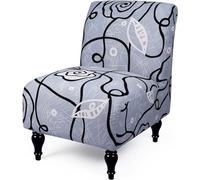 MCNDSI Coprisedia Senza Braccioli Elasticizzati Copripoltrona Senza Braccioli Accent Copri Poltroncina Stampato Fodera per Sedia Senza Braccioli per Camera (Color : Grey/Rose, Size : 1pc)