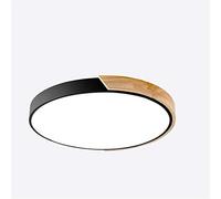 MCNUSS Plafoniera A LED Moderna in Legno Da Incasso, 2400LM 6500K, Lampade in Legno Rotonde Ultra Sottili Per Cucina, Bagno, Soggiorno, Camera Da Letto, Corridoio,Nero,Warm light