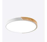 MCNUSS Plafoniera A LED Moderna in Legno Da Incasso, 2400LM 6500K, Lampade in Legno Rotonde Ultra Sottili Per Cucina, Bagno, Soggiorno, Camera Da Letto, Corridoio,Bianca,Tricolor light