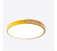 MCNUSS Plafoniera A LED Moderna in Legno Da Incasso, 2400LM 6500K, Lampade in Legno Rotonde Ultra Sottili Per Cucina, Bagno, Soggiorno, Camera Da Letto, Corridoio,Giallo,Warm light