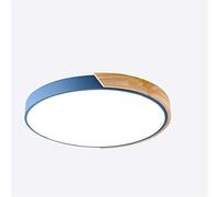 MCNUSS Plafoniera A LED Moderna in Legno Da Incasso, 2400LM 6500K, Lampade in Legno Rotonde Ultra Sottili Per Cucina, Bagno, Soggiorno, Camera Da Letto, Corridoio,Blu,Tricolor light