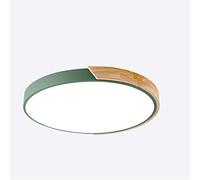 MCNUSS Plafoniera A LED Moderna in Legno Da Incasso, 2400LM 6500K, Lampade in Legno Rotonde Ultra Sottili Per Cucina, Bagno, Soggiorno, Camera Da Letto, Corridoio,Verde,Warm light