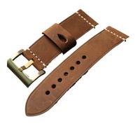 MCNVNEFSAW Bracciale for orologio in bronzo fatto a mano, fibbia in bronzo puro, 26 mm, vintage, da uomo, in pelle bovina for strato superiore marrone grigio cinturino per orologio(Brown B Buckle)
