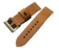 MCNVNEFSAW Bracciale for orologio in bronzo fatto a mano, fibbia in bronzo puro, 26 mm, vintage, da uomo, in pelle bovina for strato superiore marrone grigio cinturino per orologio(Light B Buckle)