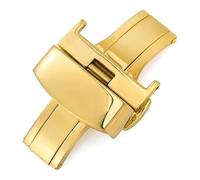 MCNVNEFSAW Chiusura for orologio for pulsante a pressione, chiusura nascosta, quattro aghi, cinturino in acciaio 316L, fibbia a farfalla, accessori for orologi Fermaglio(Golden,16mm)