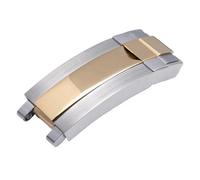 MCNVNEFSAW Cinturino for orologio for fibbia pieghevole in acciaio 904L, chiusura deployante, 9X9 mm Fermaglio(Silver Gold)