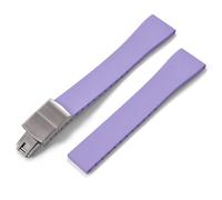 MCNVNEFSAW Cinturino for orologio in gomma da 16 mm, 18 mm, 19 mm, 20 mm, 21 mm, 22 mm, cinturino for orologio FKM CTS for sgancio rapido, fibbia a farfalla in argento, tagliato su misura Fermaglio(Pu