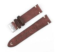 MCNVNEFSAW Cinturino for orologio retrò in vera pelle da 18 mm, 20 mm, 22 mm, 24 mm, for fibbia ad ardiglione in acciaio inox, di ricambio. cinturino per orologio(E-Dark Coffee,20mm)