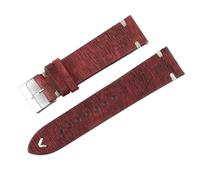 MCNVNEFSAW Cinturino for orologio retrò in vera pelle da 18 mm, 20 mm, 22 mm, 24 mm, for fibbia ad ardiglione in acciaio inox, di ricambio. cinturino per orologio(C-Red,22mm)