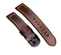 MCNVNEFSAW Cinturino in pelle bovina marrone spesso pieghevole fatto a mano, 20 mm, 22 mm, 24 mm, robusto e durevole, accessorio for orologio. cinturino per orologio(Black buckle,22mm)