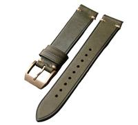 MCNVNEFSAW Cinturino in pelle di mucca fatto a mano, 20 mm 21 mm marrone verde nero stile vintage, orologio in bronzo, fibbia in bronzo cinturino per orologio(Groen,21mm)