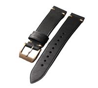 MCNVNEFSAW Cinturino in pelle di mucca fatto a mano, 20 mm 21 mm marrone verde nero stile vintage, orologio in bronzo, fibbia in bronzo cinturino per orologio(Brack,21mm)