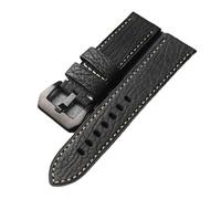 MCNVNEFSAW Cinturino in pelle di squalo fatto a mano, 20 22 24 mm, bracciale in pelle, stile vintage, adatto for bracciale da uomo for PAM111 441 cinturino per orologio(Brack Brack Buckle,24mm)