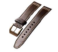 MCNVNEFSAW Cinturino in pelle di vacchetta for chiusura in bronzo, 20 mm, 21 mm, 22 mm, bracciale vintage in morbida pelle da uomo for il bronzo Fermaglio(Bruin,22mm)