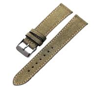 MCNVNEFSAW Cinturino in pelle laminata in tela fatto a mano 18, 19, 20, 21, 22 mm, bracciale da uomo ultrasottile invecchiato, stile vintage cinturino per orologio(Silver buckle2,20mm)