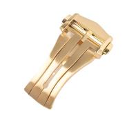 MCNVNEFSAW Fibbia pieghevole a punta in acciaio inossidabile da 18 mm adatta for cinturino for Omega, chiusura deployante, accessori adatti for pelle e gomma Fermaglio(Gold)