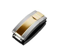 MCNVNEFSAW Fibbia scorrevole for cinturino da 9x9 mm adatta for Rolex DAYTONA SUBMARINER GMT Yacht-Master in acciaio inossidabile for pulsante di trazione di precisione. Fermaglio(Silver Gold)