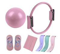 MCNZNJONV Set di Attrezzi per Il Fitness Pilates, Set Essenziale per Pilates da Donna, Set per Yoga, Anello per Pilates scolpito, Palla, Fascia di Resistenza Lunga e Calzini Antiscivolo