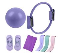 MCNZNJONV Set di Attrezzi per Il Fitness Pilates, Set Essenziale per Pilates da Donna, Set per Yoga, Anello per Pilates scolpito, Palla, Fascia di Resistenza Lunga e Calzini Antiscivolo