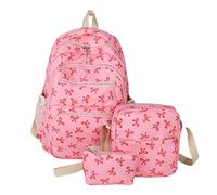 MCNZNJONV Set di tre zaini con fiocco, che include un porta pranzo e un astuccio, in nylon. Perfetto per le bambine, la scuola o i viaggi
