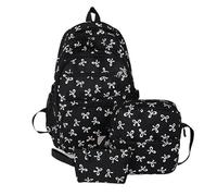 MCNZNJONV Set di tre zaini con fiocco, che include un porta pranzo e un astuccio, in nylon. Perfetto per le bambine, la scuola o i viaggi