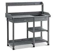 MCombo 0458 - Tavolo da giardino con lavabo e ripiano in legno, resistente alle intemperie, 115 x 45 x 121 cm, (anthracite, 112 x 47 x 125 cm)
