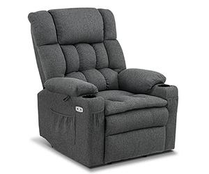 MCombo 7546, poltrona relax, con 3 motori regolabili separatamente e poggiatesta, schienale e poggiapiedi regolabili separatamente, reclinabile fino a 165° (grigio)