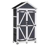 MCombo, armadio per attrezzi da giardino con tetto a capanna in legno, grigio/naturale 1000EY, 48 x 90 x 178 cm (Grigio)