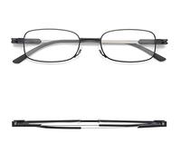 Mcoorn Occhiali da lettura sottili leggeri, portatili anti luce blu per donna uomo, 1 Nero, Pequeña