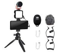Mcoplus Video Vlogging Vlogger Kit Smartphone Video Microfono Kit con Treppiede/Clip per cellulare/Luce LED/microfono/3.5mm/Type-c/cavo cellulare/telecomando Bluetooth, per smartphone Samsung