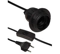 McPower - Cavo di rete con interruttore a filo e attacco E27, 3,5 m, ideale per lampade e luci, colore: Nero