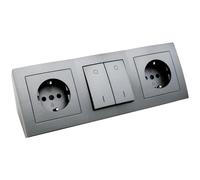 McPower - Ciabatta multipla | Flair | 2 x prese con contatto di protezione + 1 x interruttore, 230 V/16 A, struttura, grigio scuro antracite opaco