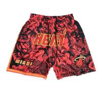 MCQOmcil Pantaloncini da Basket NBA Heat da Uomo Pantaloni Sportivi Traspiranti ad Alta Elasticità (Color : A, Size : L)